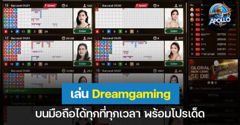 Dreamgaming เล่นบนมือถือได้ทุกที่ทุกเวลา พร้อมโปรโมชั่นเด็ด